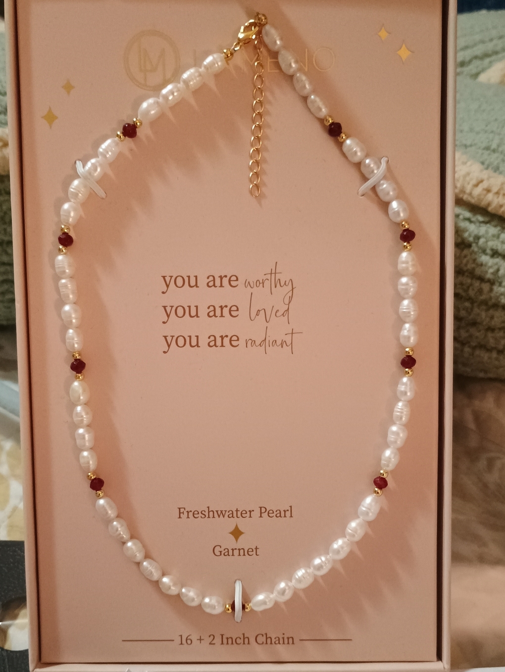 Freshwater Pearl and Garnet Beaded Necklace - Elegant White and Red
